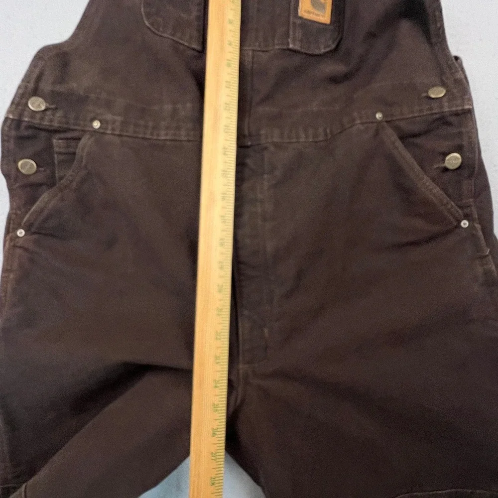 Carhartt R27 DKB Duck Bib Overalls Mens 42x32 Brown Double Knee Workwear Cargo